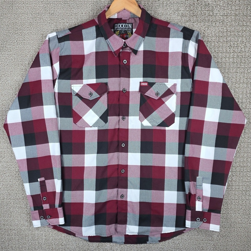 Dixxon Flannel Company Southpaw Plaid Button Up Shirt Mens 2XT Tall Red Black